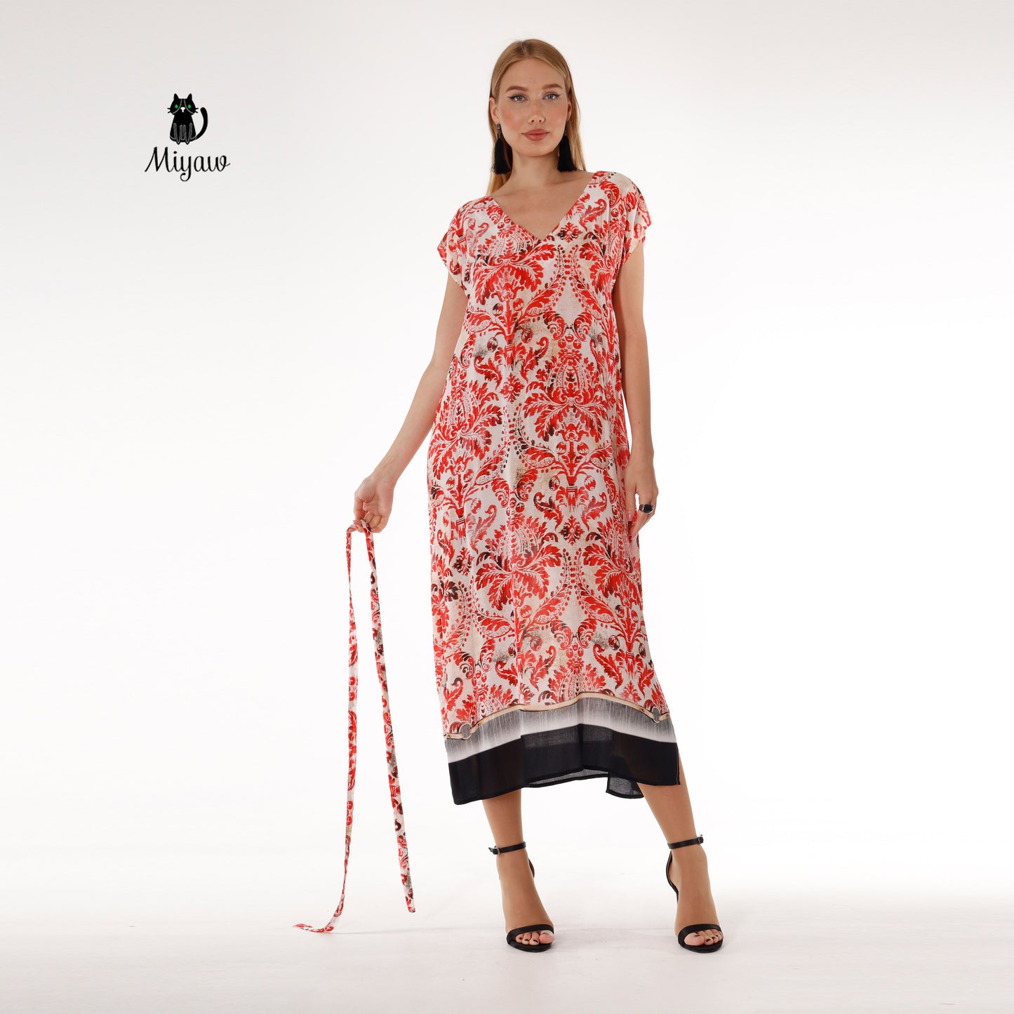 Red Short Sleeve Maxi Dress - Resort Ready Stylish Wear - Miyawfashion Miyawfashion