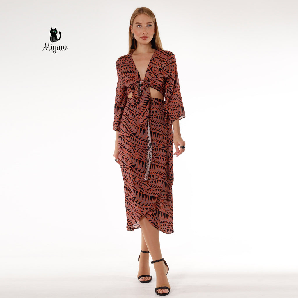 Boho Chic Matching Crop Top and Skirt Set - Beach Vacation Outfit - Miyawfashion