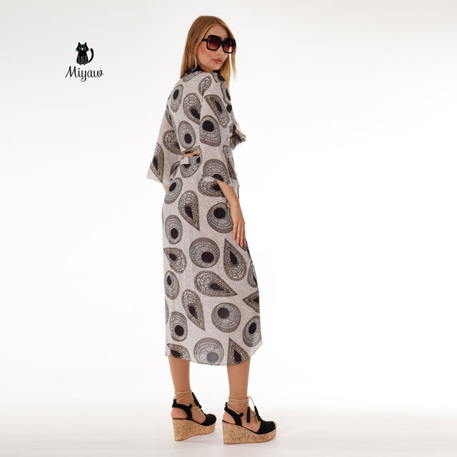Chic Resort Wear: Black and Gray Crop Top and Skirt Set - Miyawfashion