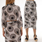 Chic Resort Wear: Black and Gray Crop Top and Skirt Set - Miyawfashion