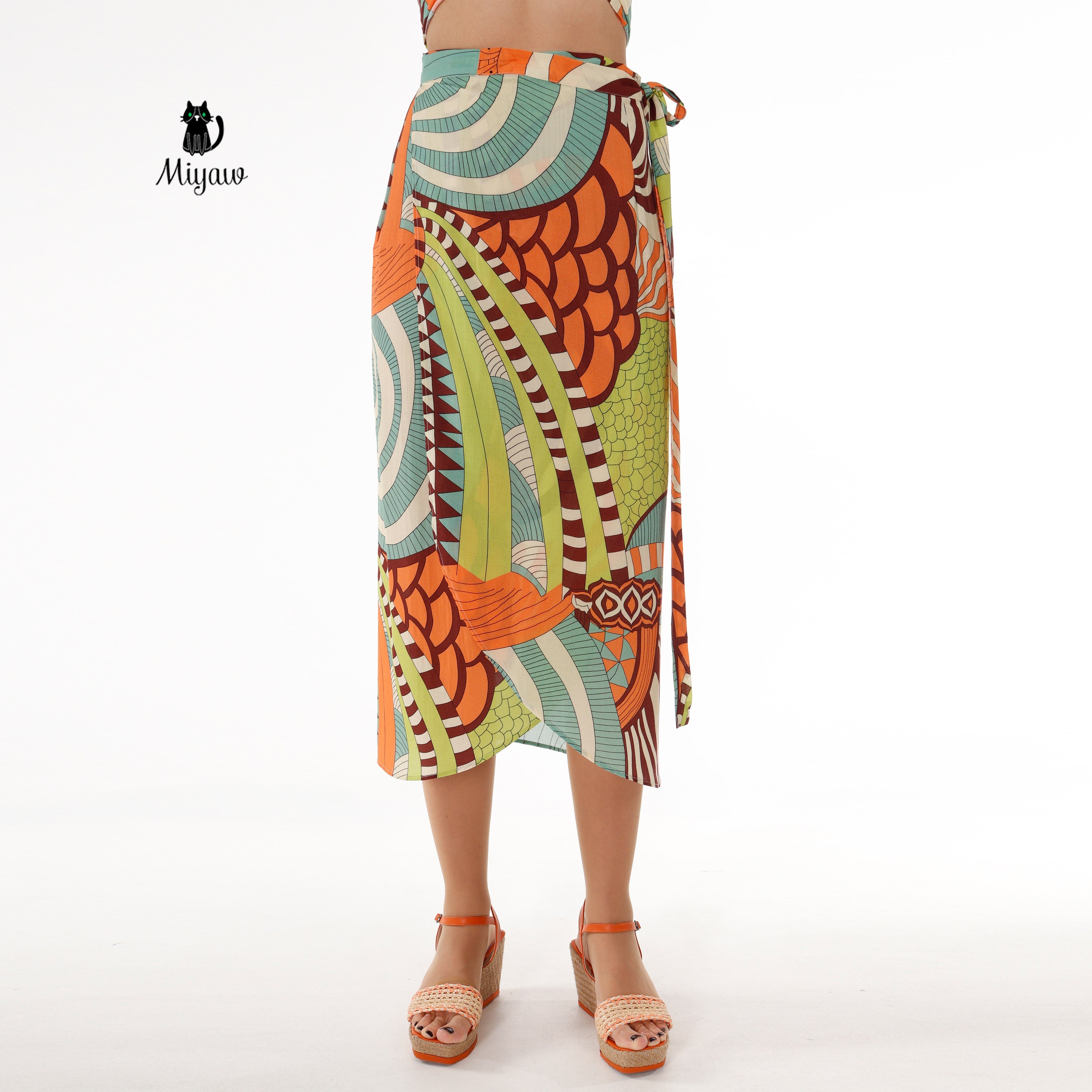 Boho Chic Multi-color Crop Top and Skirt Set - Resort Wear for Summer - Miyawfashion