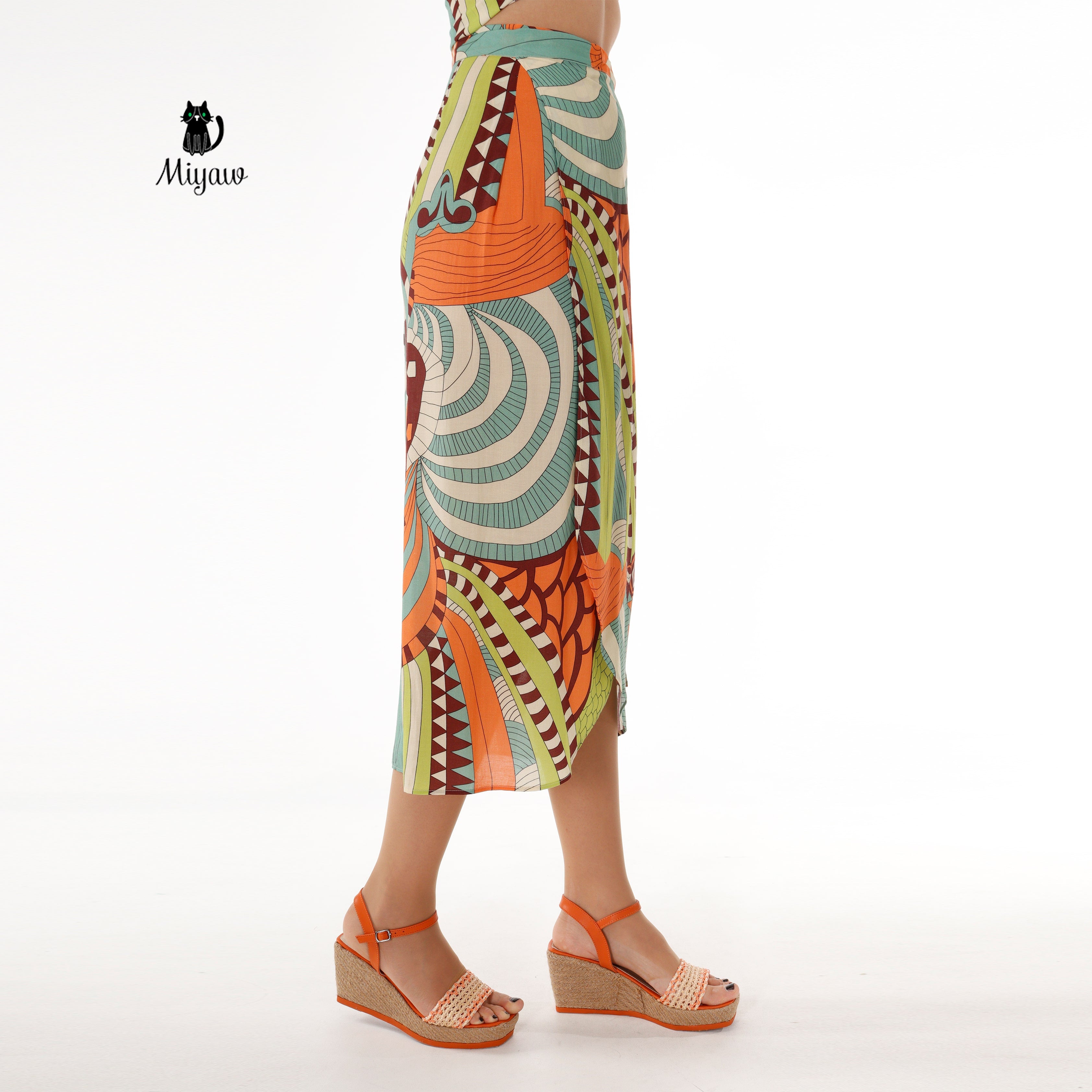 Boho Chic Multi-color Crop Top and Skirt Set - Resort Wear for Summer - Miyawfashion