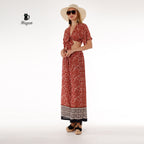 Resort Ready Boho Brown Crop Top and Wide Leg Pant Set - Vacation Chic - Miyawfashion