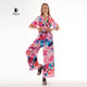Pink Resort Style Set - Boho Crop Top and Wide Leg Pants - Miyawfashion