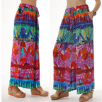 Boho Chic Style: Colorful Wide Leg Women's Festival Pants - Miyawfashion