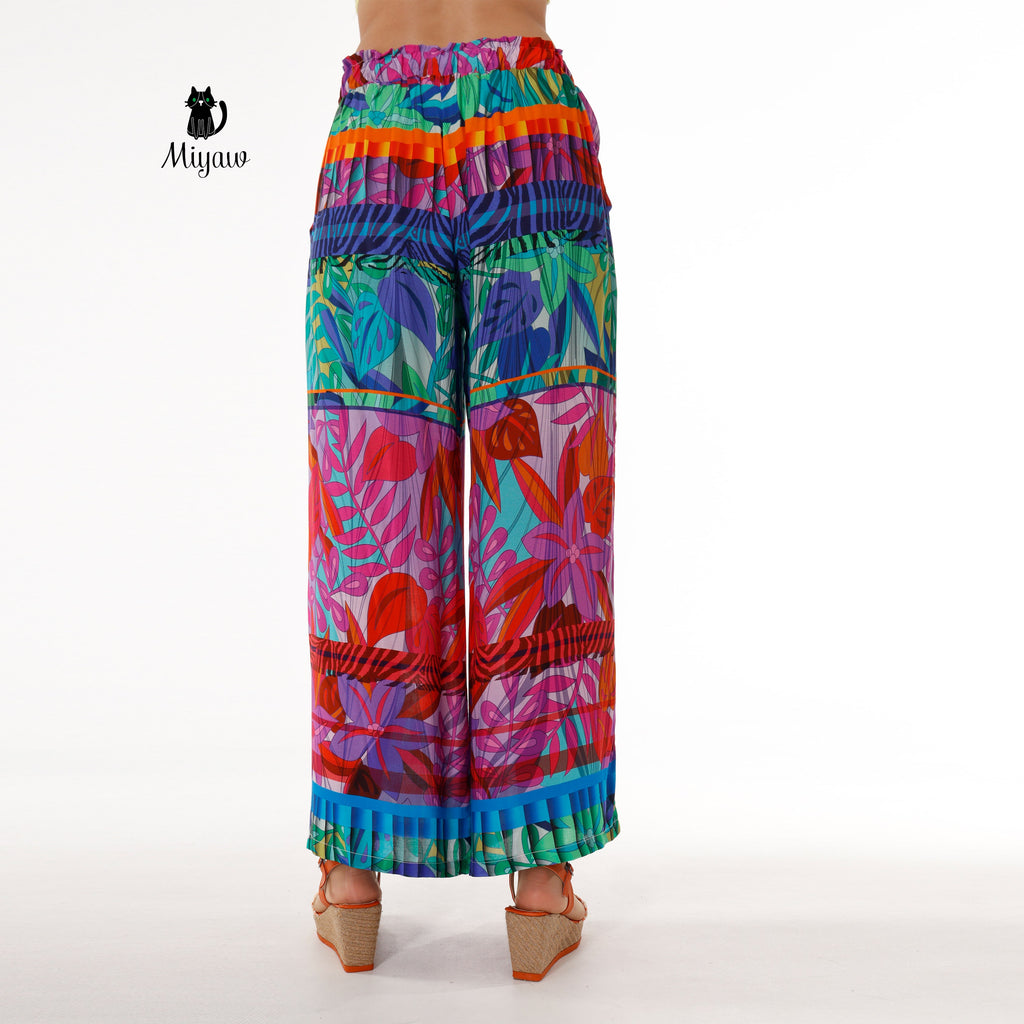 Boho Chic Style: Colorful Wide Leg Women's Festival Pants - Miyawfashion