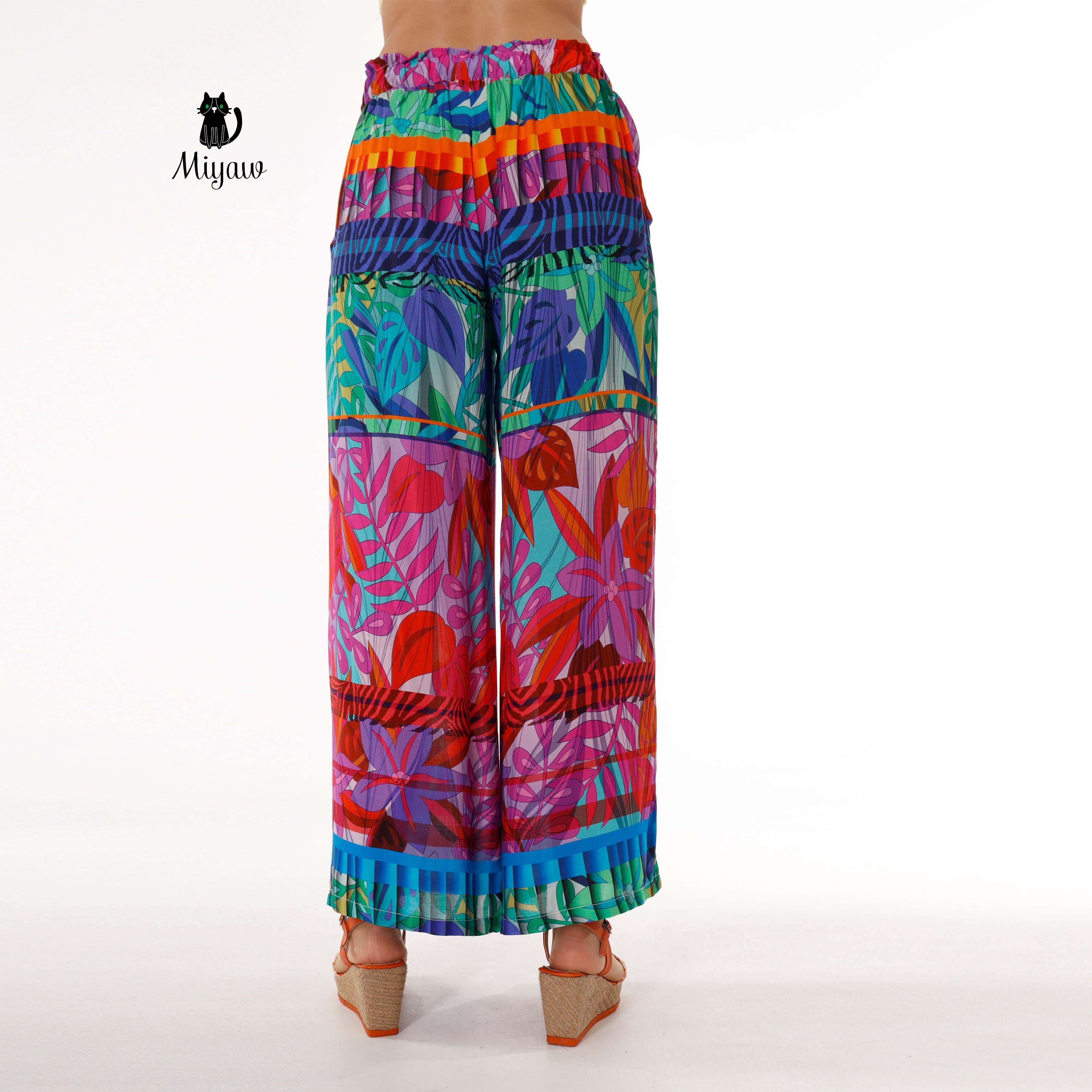 Boho Chic Style: Colorful Wide Leg Women's Festival Pants - Miyawfashion