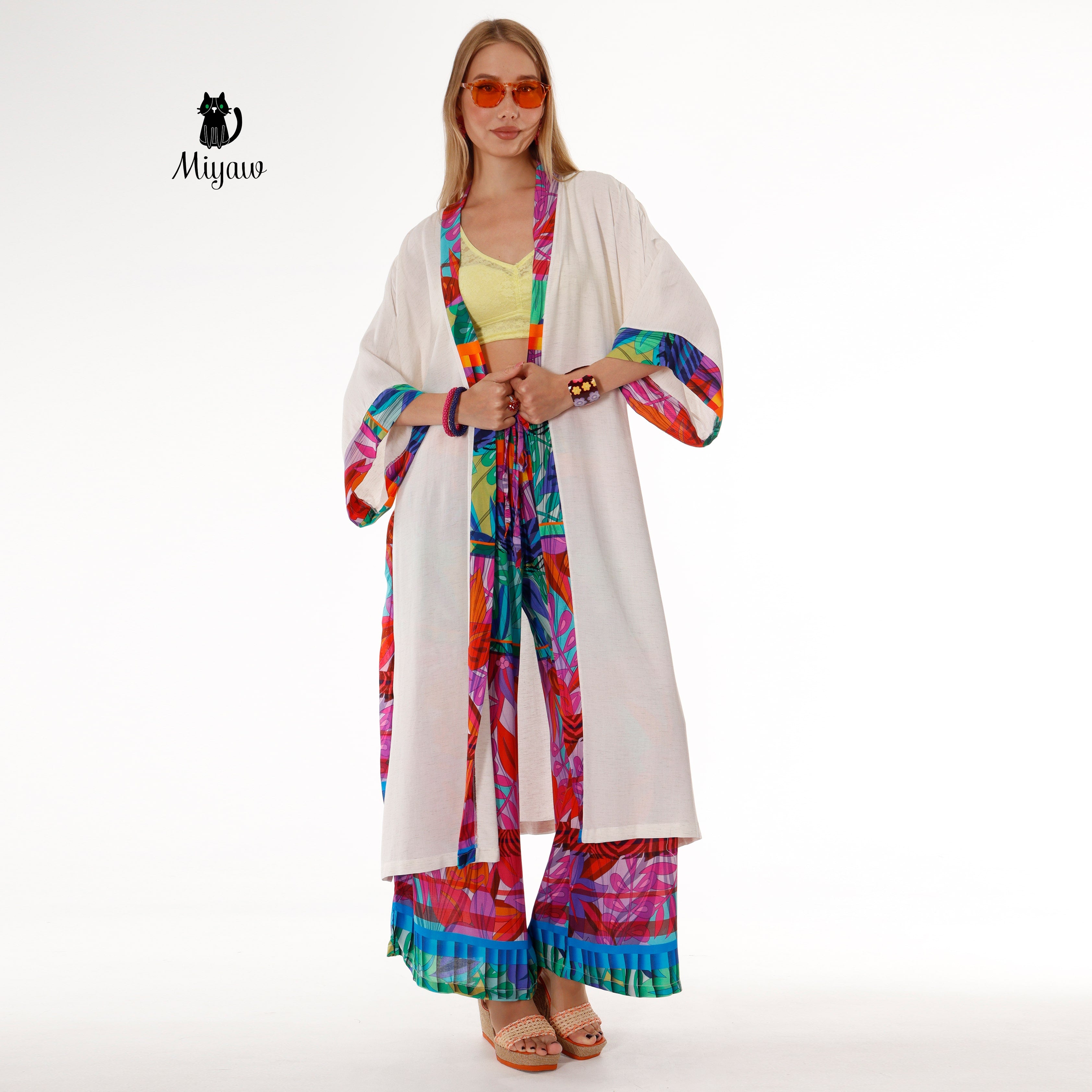 Boho Chic Style: Colorful Wide Leg Women's Festival Pants - Miyawfashion