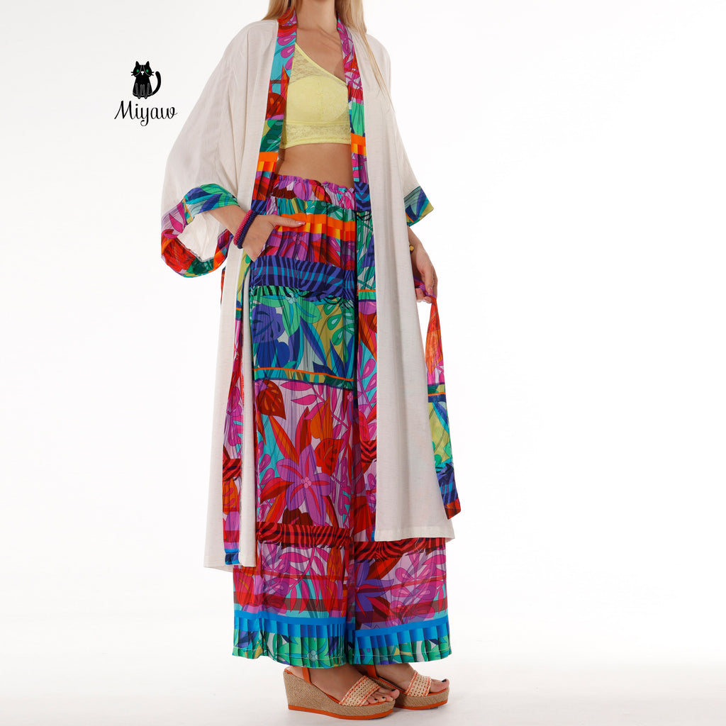 Boho Chic Style: Colorful Wide Leg Women's Festival Pants - Miyawfashion