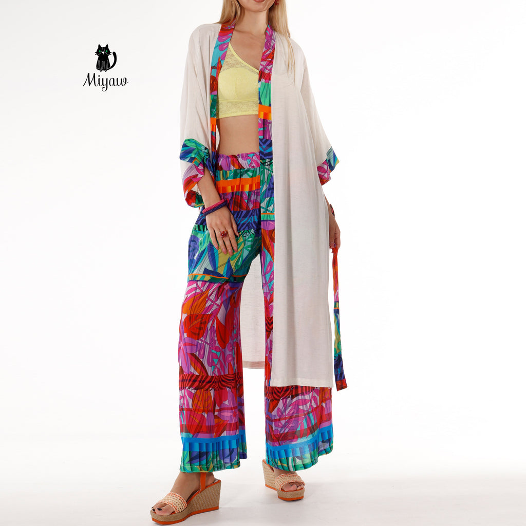 Boho Chic Style: Colorful Wide Leg Women's Festival Pants - Miyawfashion