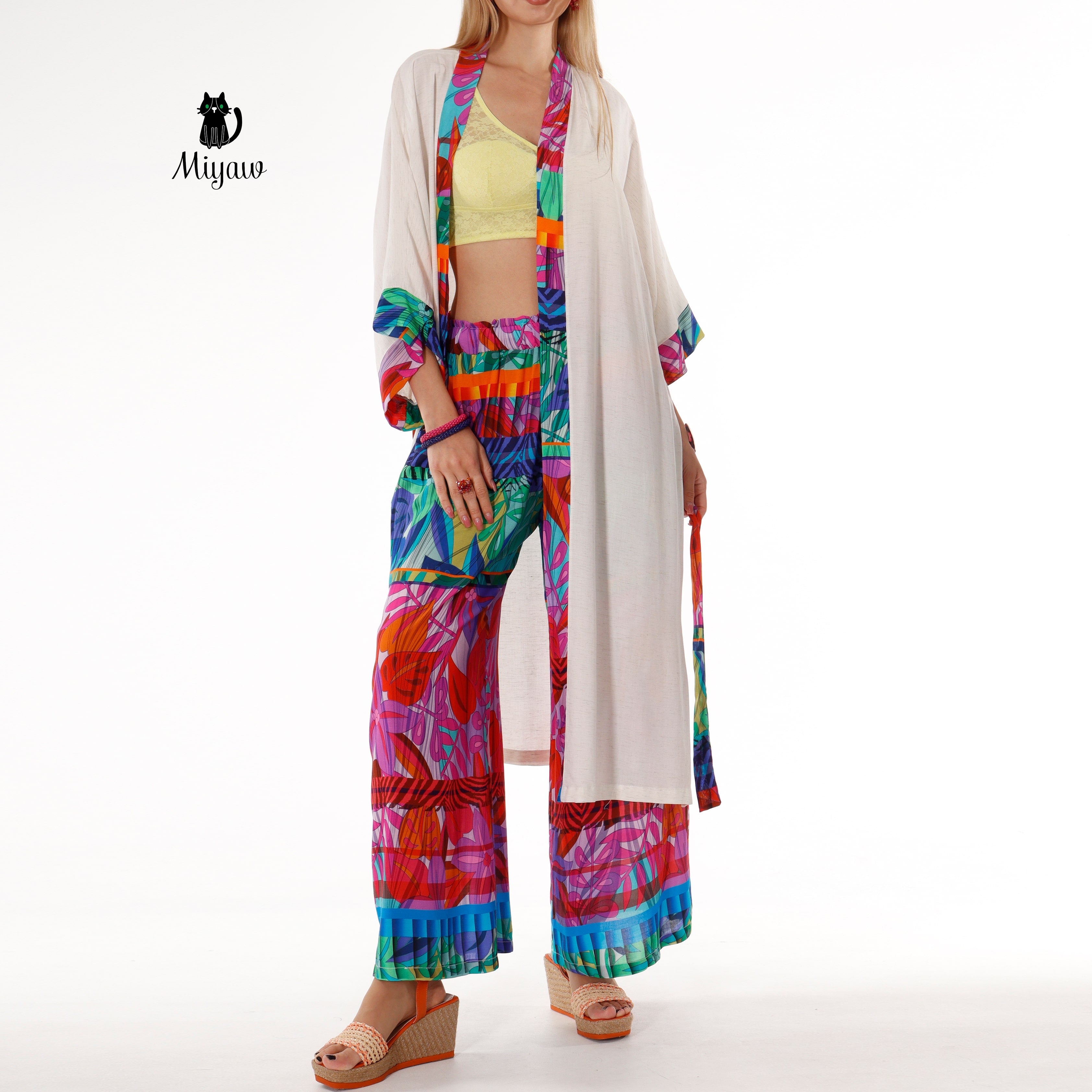 Boho Chic Style: Colorful Wide Leg Women's Festival Pants - Miyawfashion