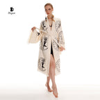 Boho Cotton Kimono Robe – Yoga Girl & Moon Stamp, Organic Loungewear