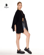 Black Moon Phase Cotton Beach Cover Up Poncho
