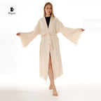 Bohemian Cotton Plain Kaftan Kimono with Fringes
