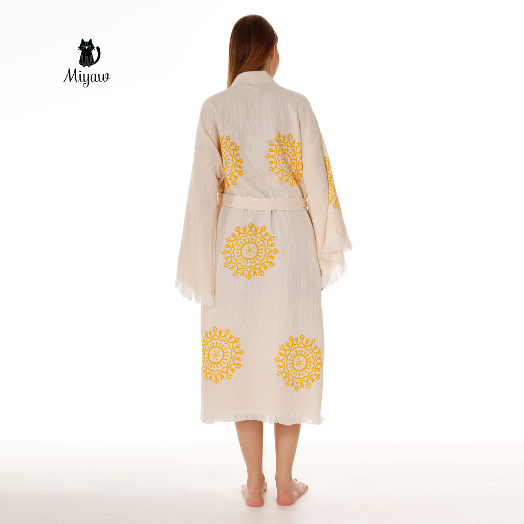 Boho Cotton Mandala Pattern Kimono Robe for Yoga Lovers