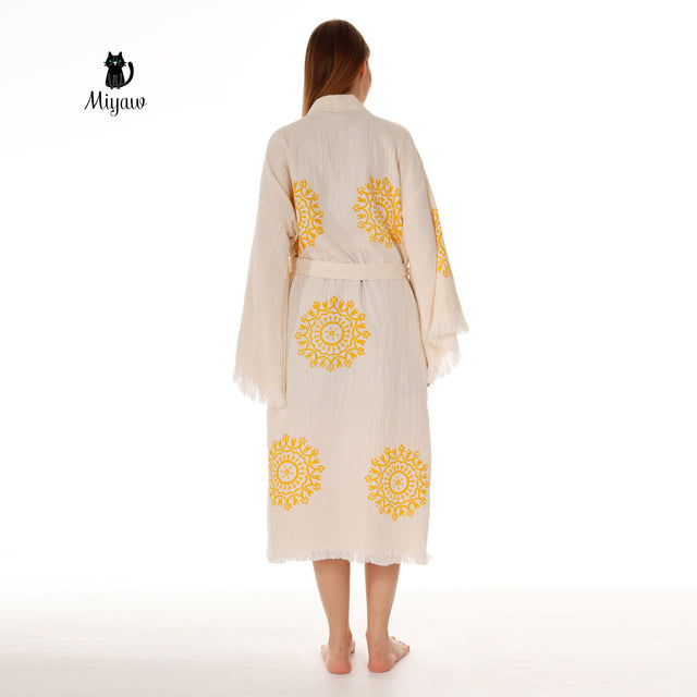 Boho Cotton Mandala Pattern Kimono Robe for Yoga Lovers