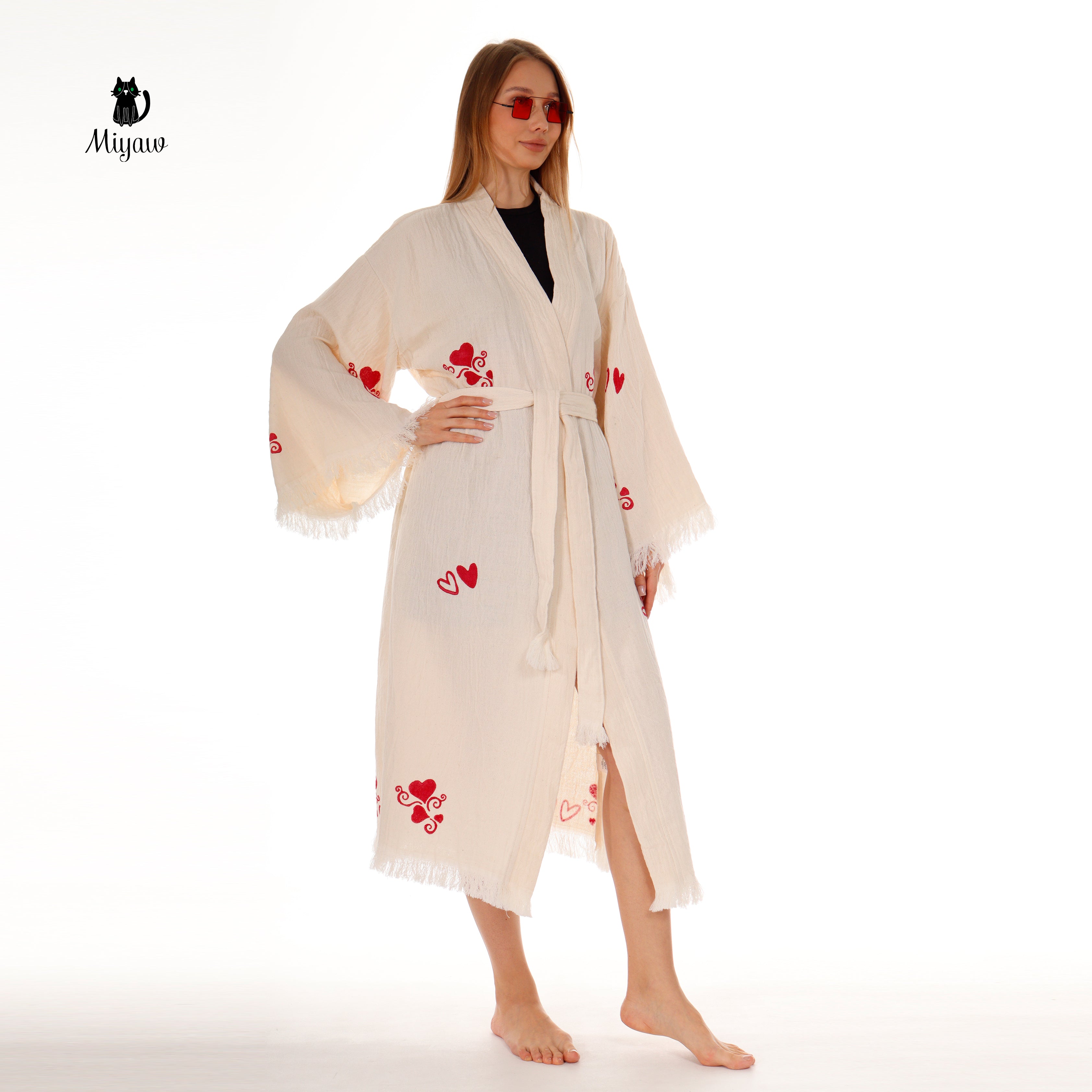 Boho Love pattern Kimono, Chic Resort Wear