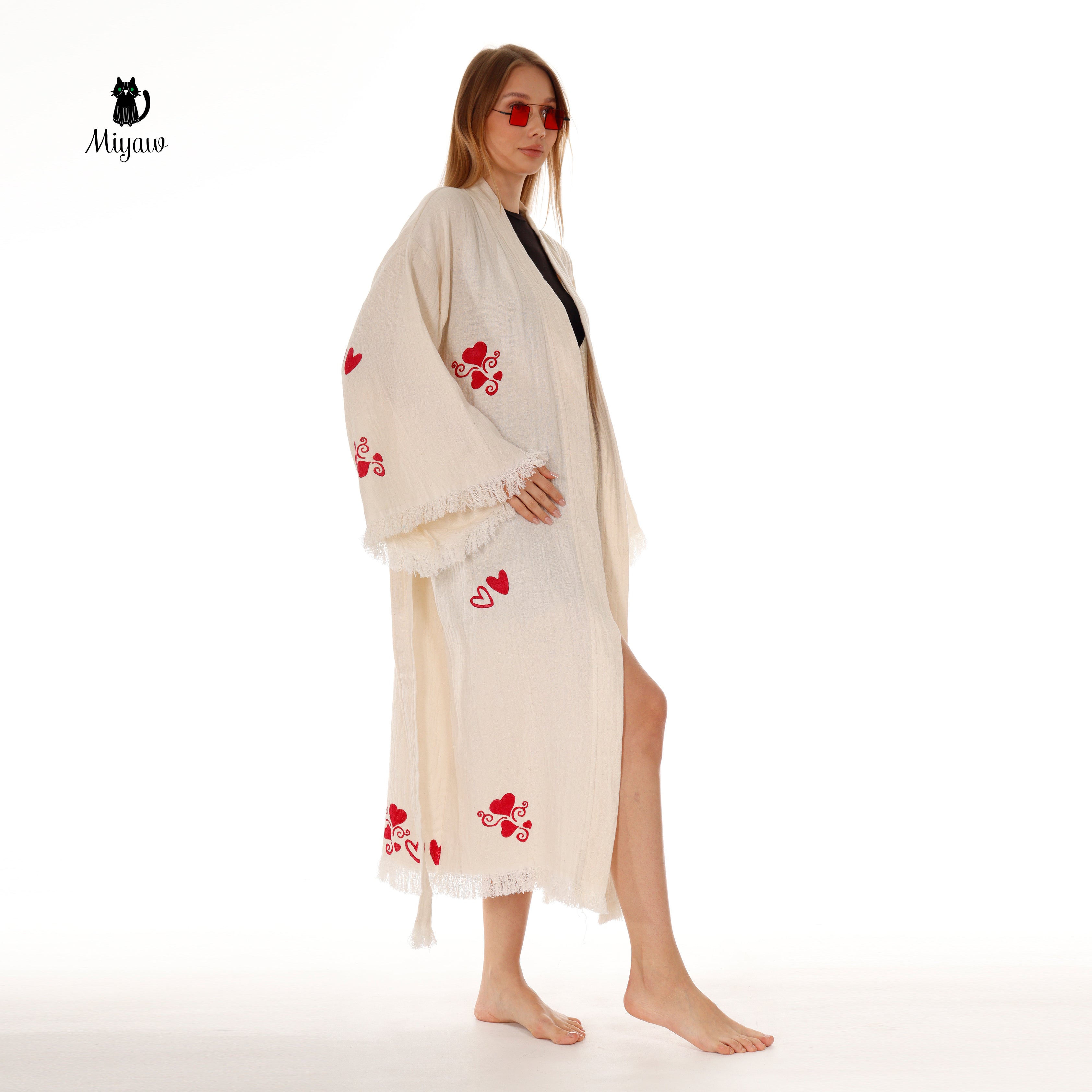 Boho Love pattern Kimono, Chic Resort Wear