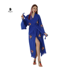 Handmade Blue Protective-eye Kimono Robe for Resort