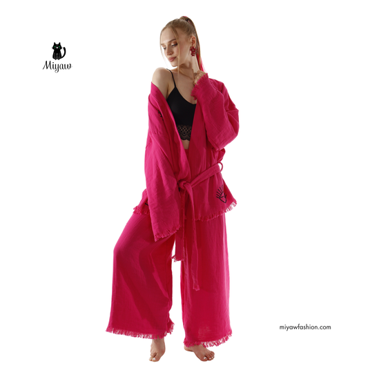 Premium cotton pajama sets in soft colors arranged on neutral background showcasing comfort and style