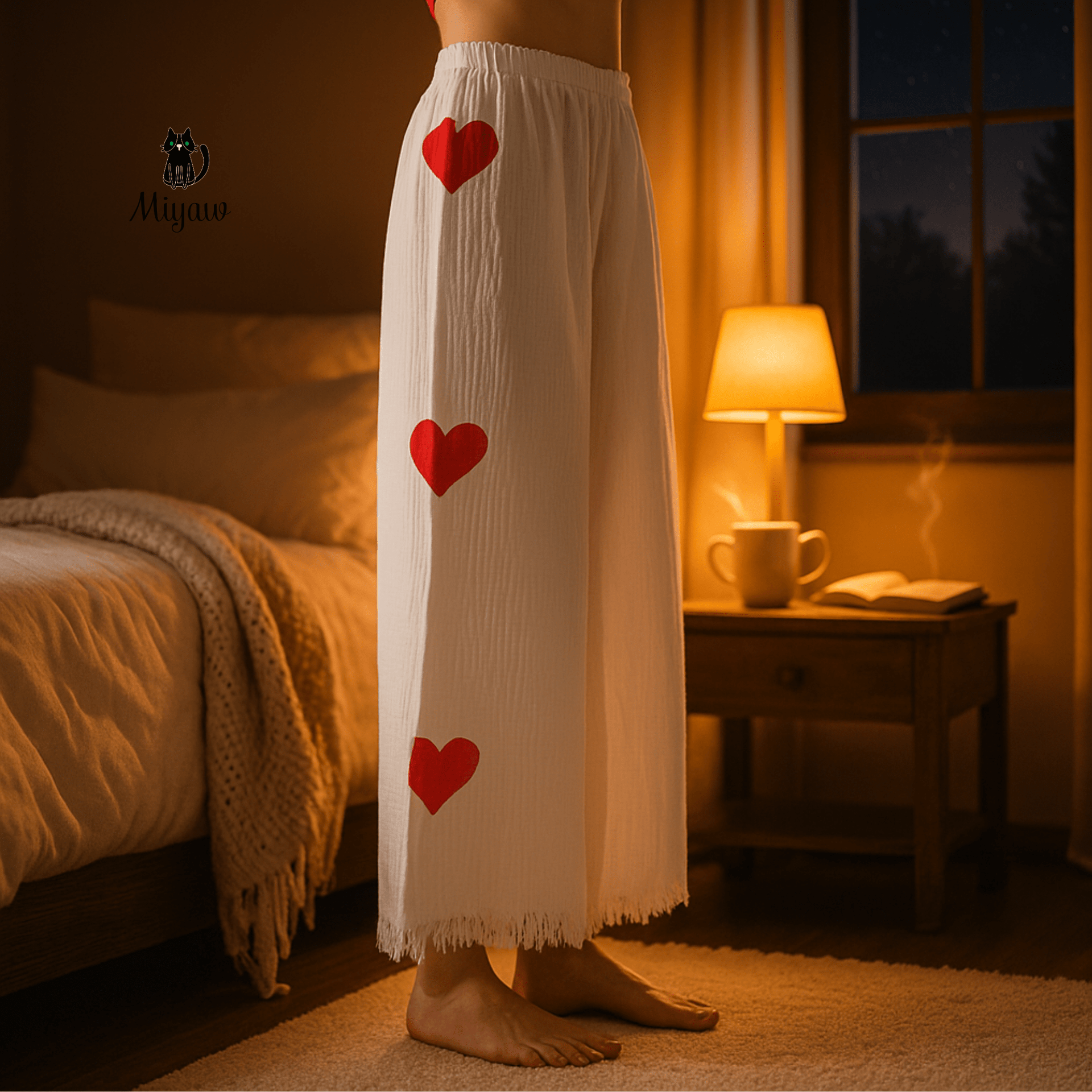 Cotton Heart PJ Pants – Cozy Pajama Bottom for Women