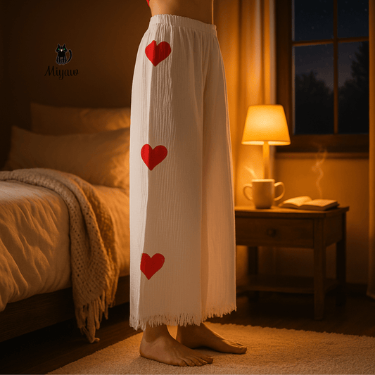 Cotton Heart PJ Pants – Cozy Pajama Bottom for Women