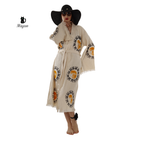 Boho Aztec Sun Kimono Robe – Organic Cotton Natural