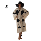 Natural Organic Cotton Kimono Robe with Black Circles