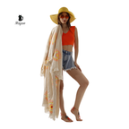Beige Evil Eye Kimono Robe – Organic Cotton Boho Style