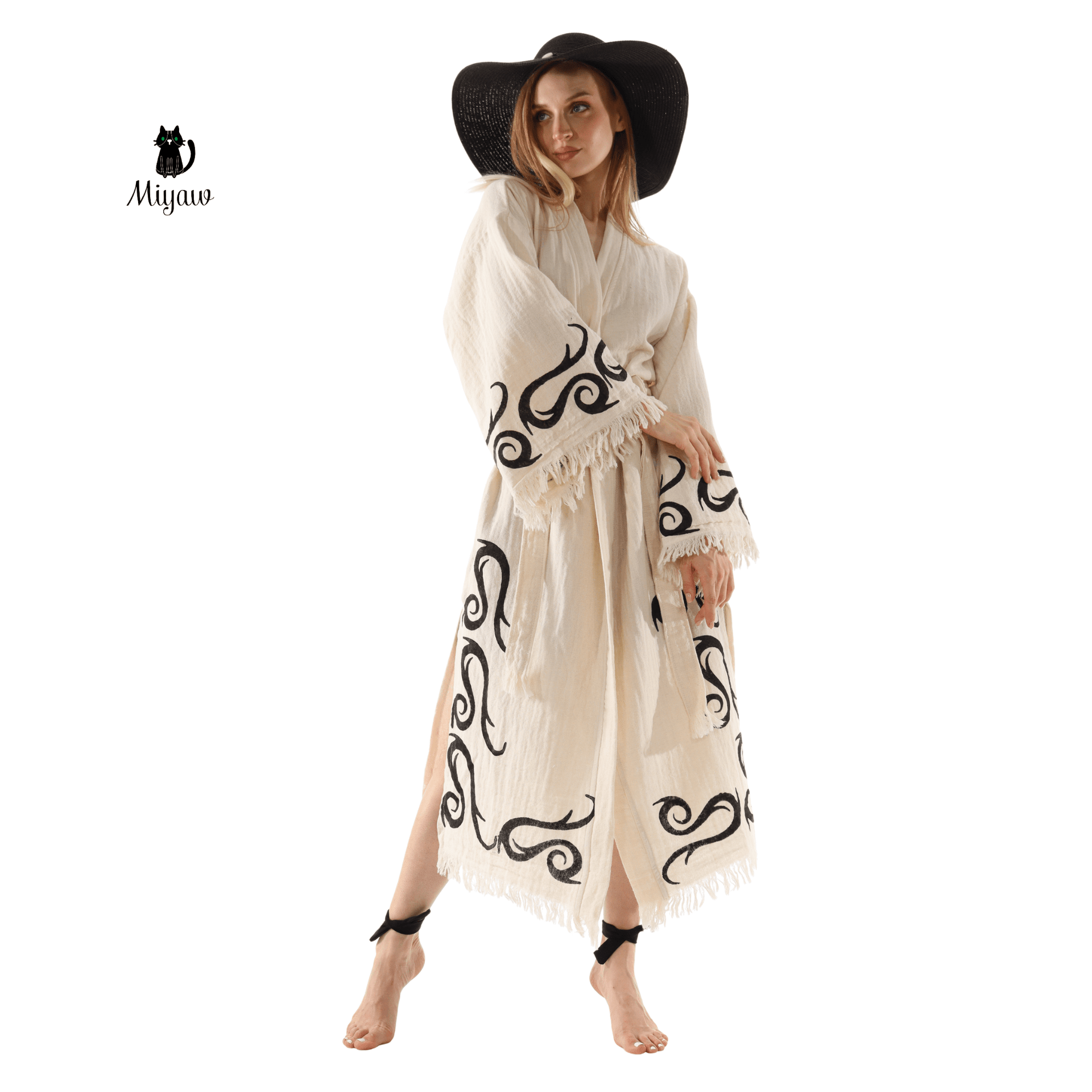 Cotton Kimono Robe: Print Design Dressing Gown & Cotton Kimonos