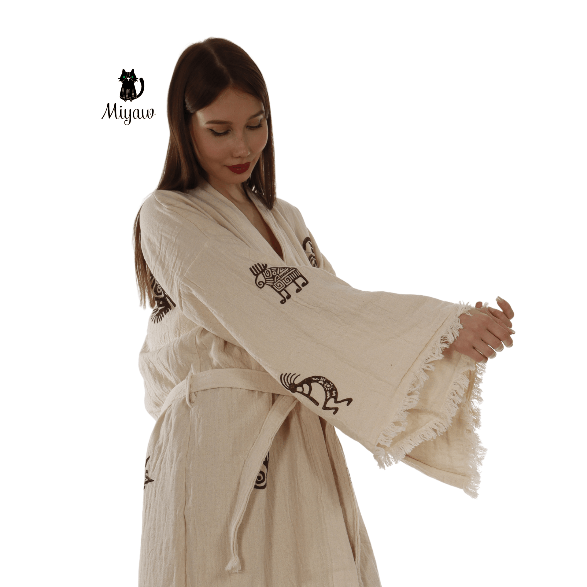Aztec Bathrobe – Long Lightweight Plush Fleece Robe for Women