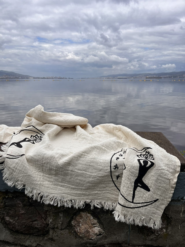 Boho Bath Towel, Handcrafted with Yoga Girl Stamp - Perfect for Beach or Yoga - Miyawfashion