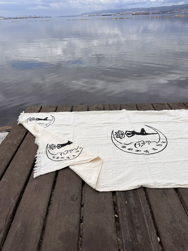 Boho Bath Towel, Handcrafted with Yoga Girl Stamp - Perfect for Beach or Yoga - Miyawfashion