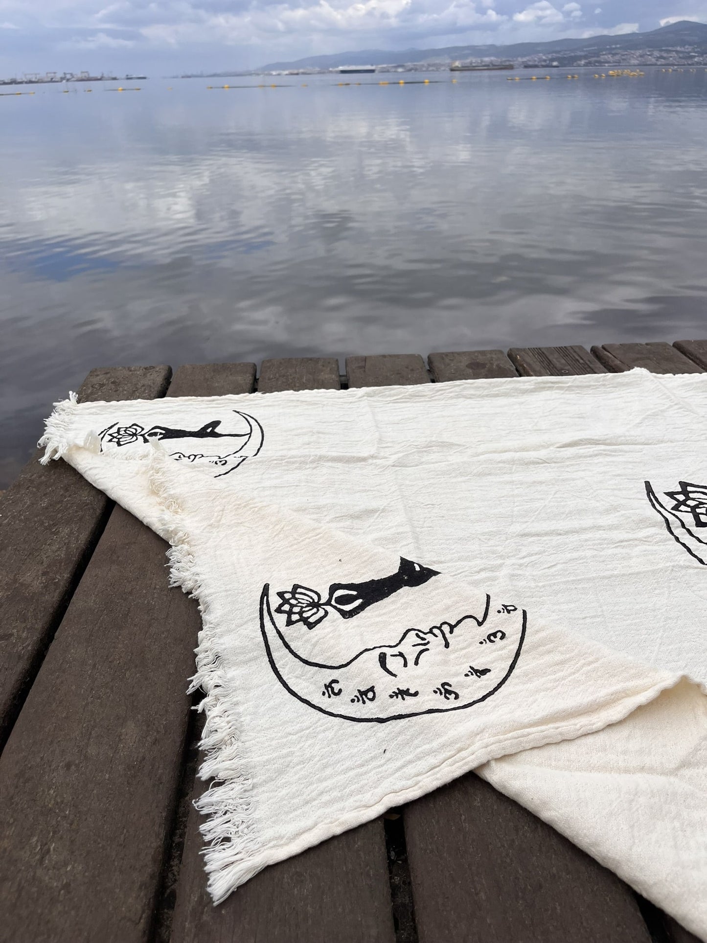 Boho Bath Towel, Handcrafted with Yoga Girl Stamp - Perfect for Beach or Yoga - Miyawfashion Miyawfashion