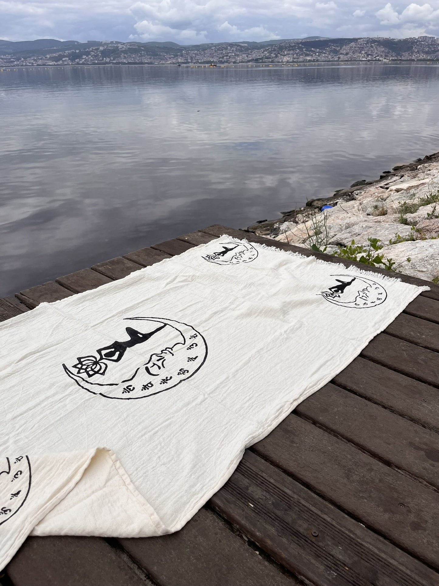 Boho Bath Towel, Handcrafted with Yoga Girl Stamp - Perfect for Beach or Yoga - Miyawfashion Miyawfashion