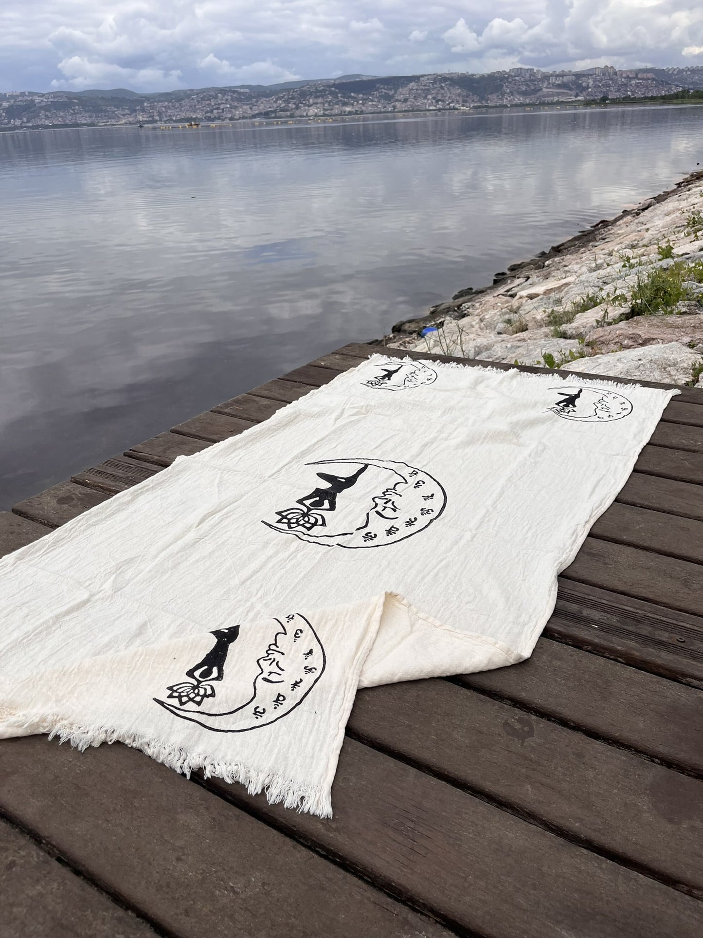 Boho Bath Towel, Handcrafted with Yoga Girl Stamp - Perfect for Beach or Yoga - Miyawfashion Miyawfashion