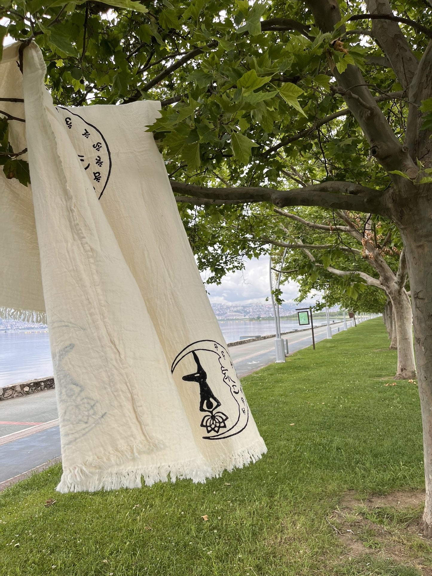 Boho Bath Towel, Handcrafted with Yoga Girl Stamp - Perfect for Beach or Yoga - Miyawfashion Miyawfashion