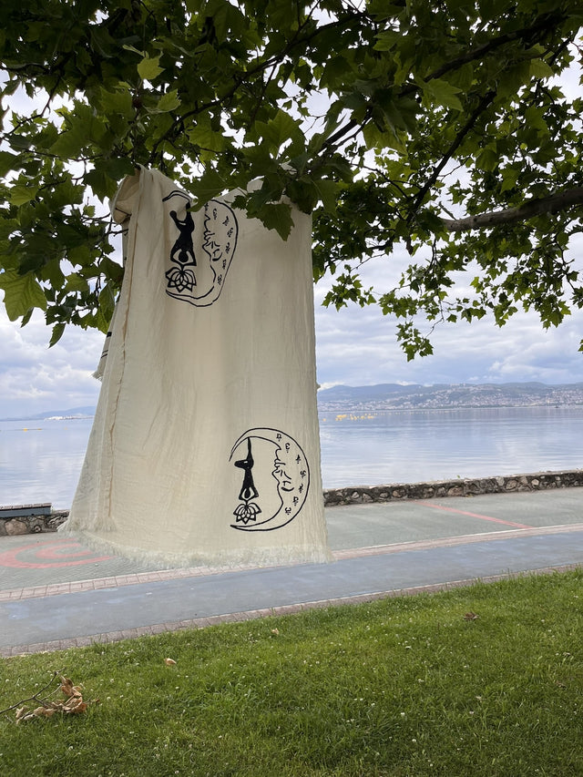 Boho Bath Towel, Handcrafted with Yoga Girl Stamp - Perfect for Beach or Yoga - Miyawfashion
