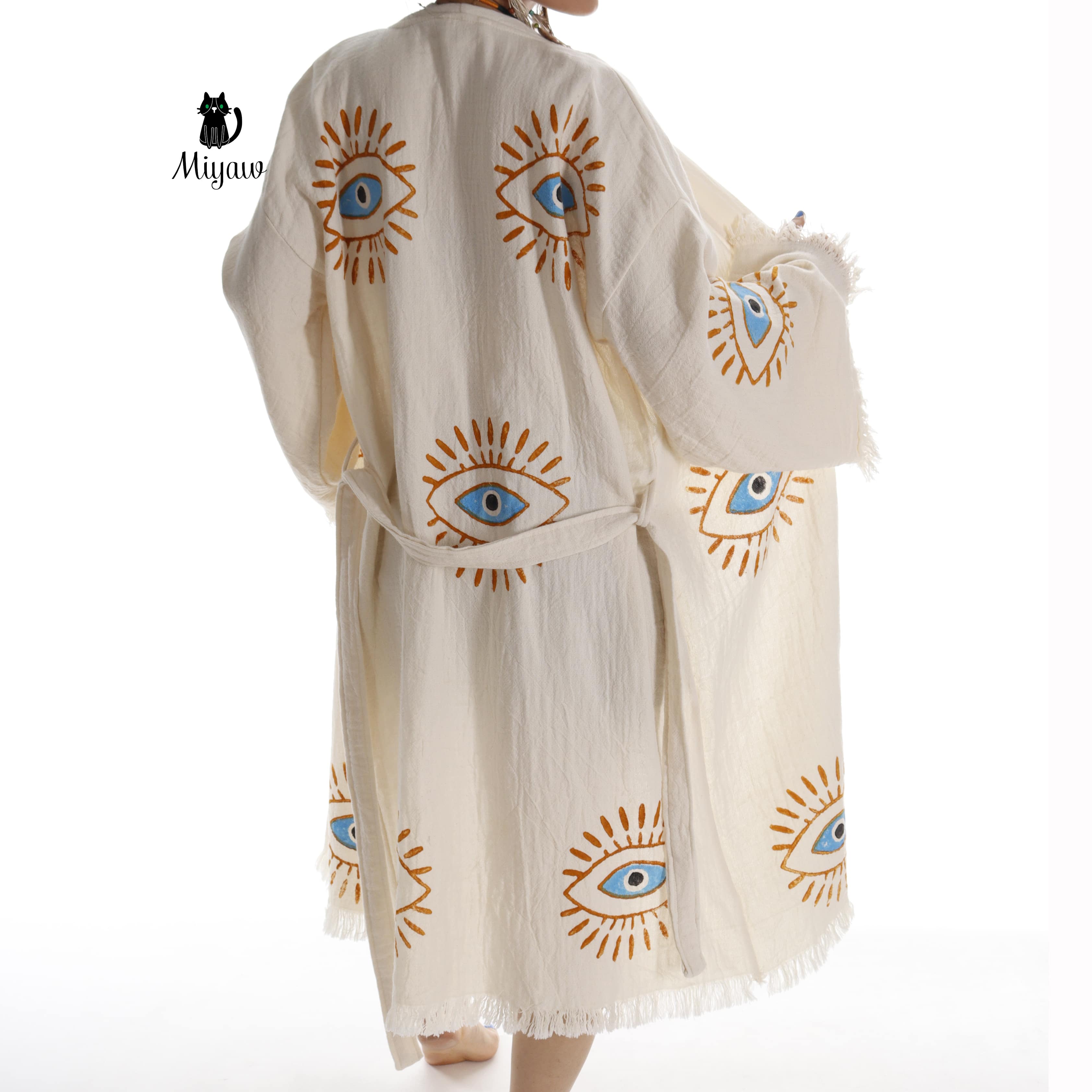 Handmade Cotton Kimono Robe - Eco-Friendly Morning Robe