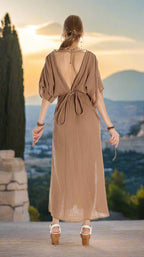 Boho Chic Ancient Greek Dress, Cotton Maxi Dress