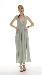 Boho Greek Goddess Organic Cotton Dress - Ethereal Summer Beach Style - Miyawfashion