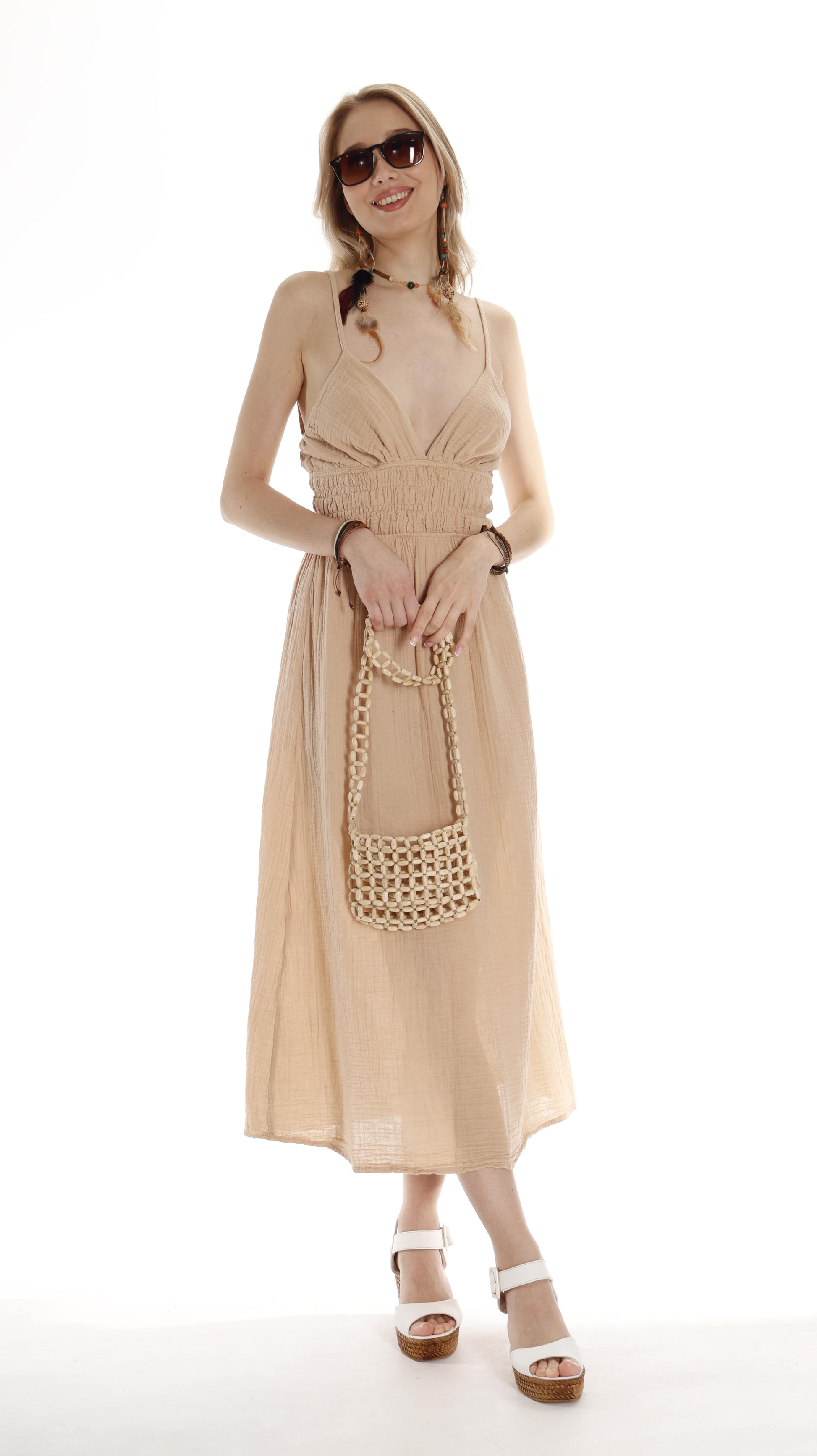 Boho Chic Sleeveless Open Back Maxi Dress for Summer - Miyawfashion