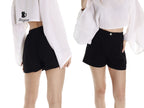 Black Women's Cotton Shorts with Pockets - Resort Chic Must-Have - Miyawfashion