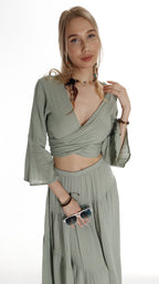 Boho Green Summer Cotton Tie Top - Resort Wear Essential - Miyawfashion