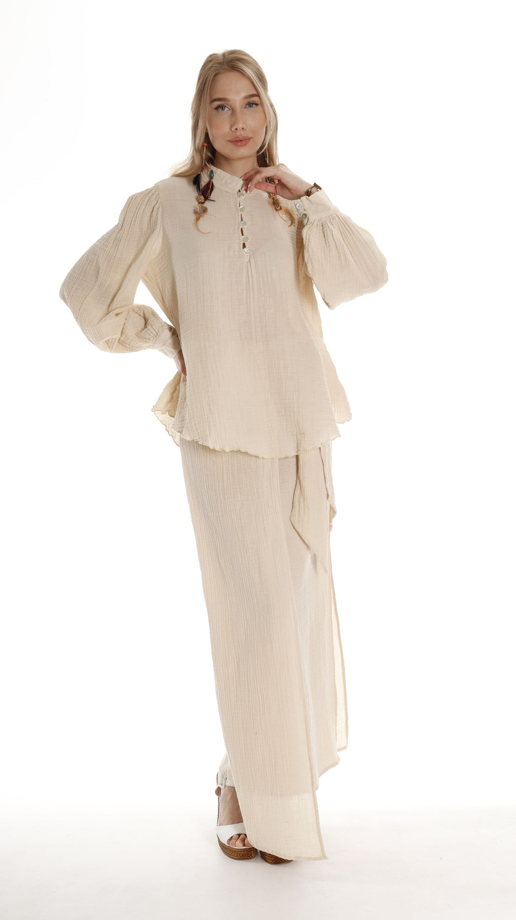 Organic Cotton Women's Shirts - Long Sleeve Button Up Style - Miyawfashion