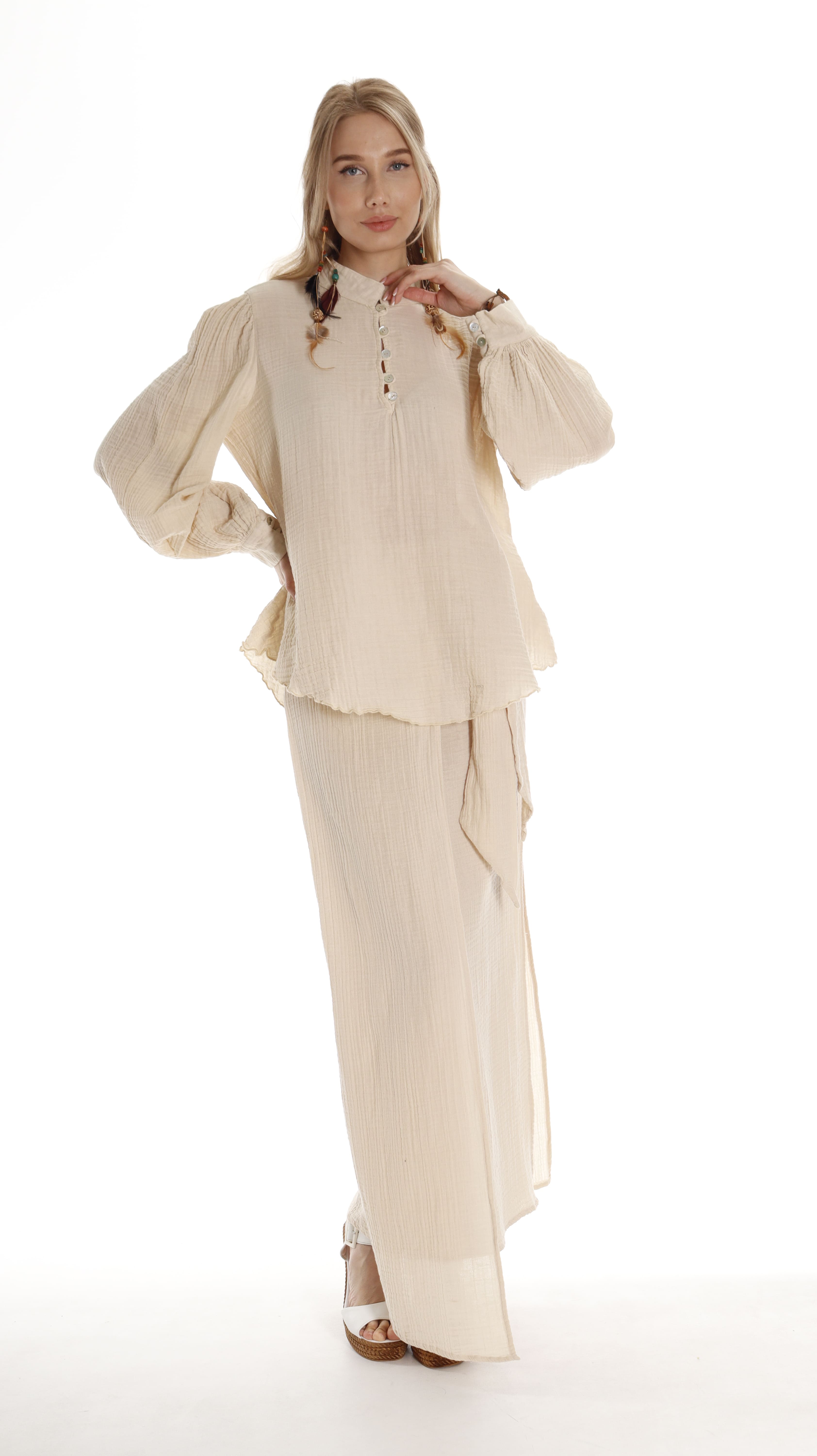 Organic Cotton Women's Shirts - Long Sleeve Button Up Style - Miyawfashion