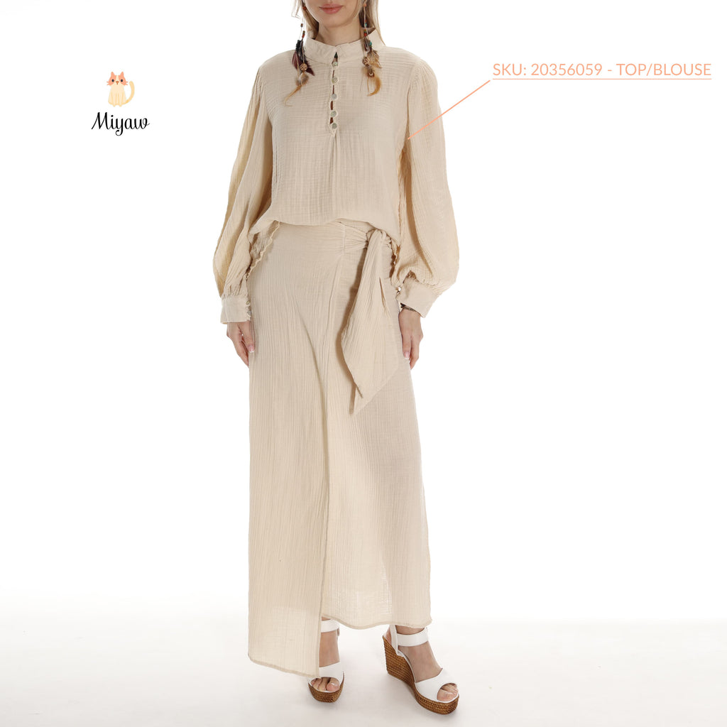 Organic Cotton Women's Shirts - Long Sleeve Button Up Style - Miyawfashion