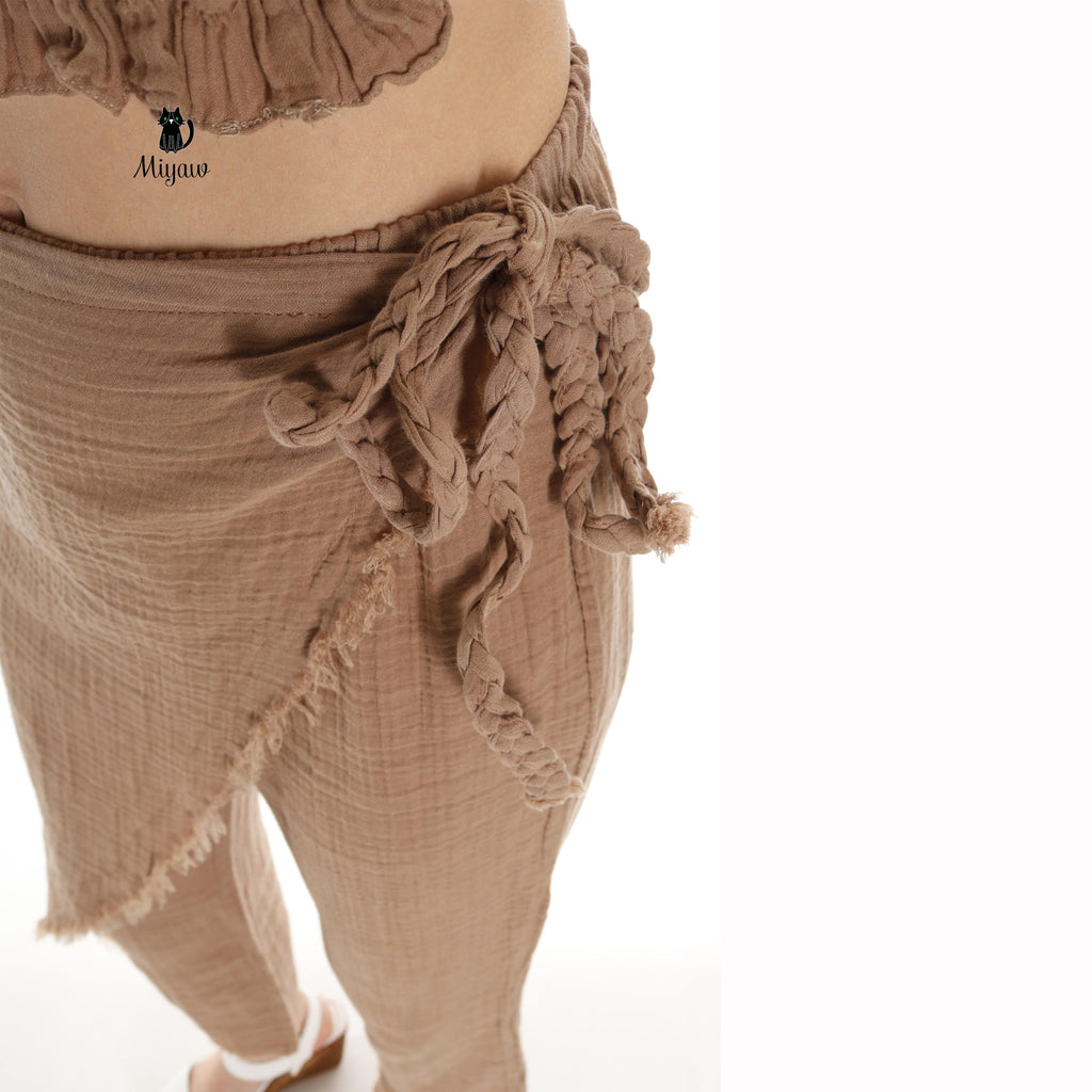 Boho Pirate Style: Organic Cotton Resort Wear Pants for Summer Adventures - Miyawfashion