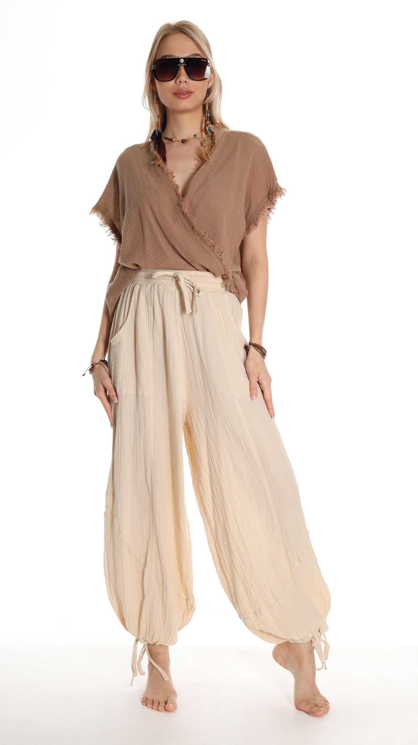 Handmade Boho Cotton Harem Pants: Perfect for Resort Wear - Miyawfashion Miyawfashion