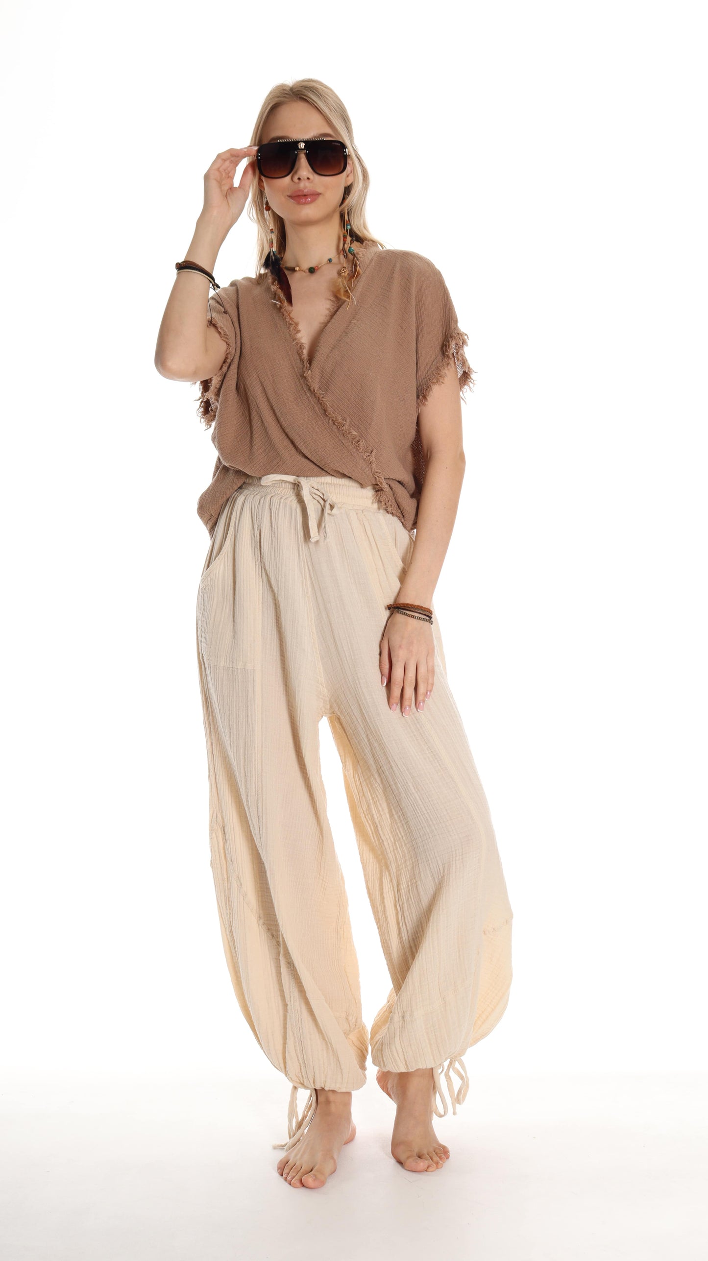 Handmade Boho Cotton Harem Pants: Perfect for Resort Wear - Miyawfashion Miyawfashion